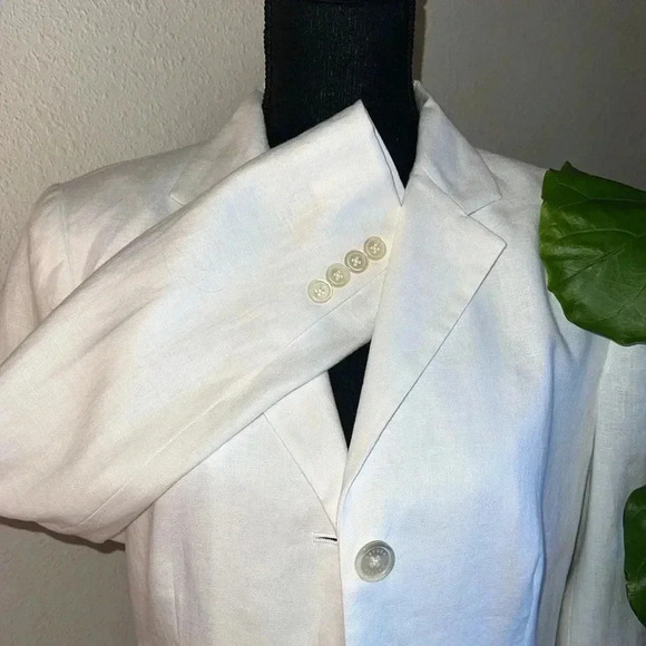 Ralph Lauren Women’s White 100% Linen Single Breasted Blazer Coat Jacket Size 10 - Picture 7 of 16